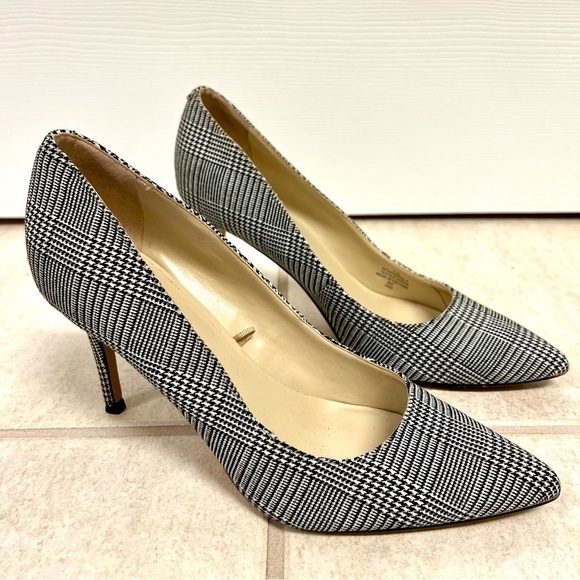 Marc Fisher Womens MF Darren 2 Black plaid Pointed Toe Stiletto pump Heels 10M - Picture 1 of 10